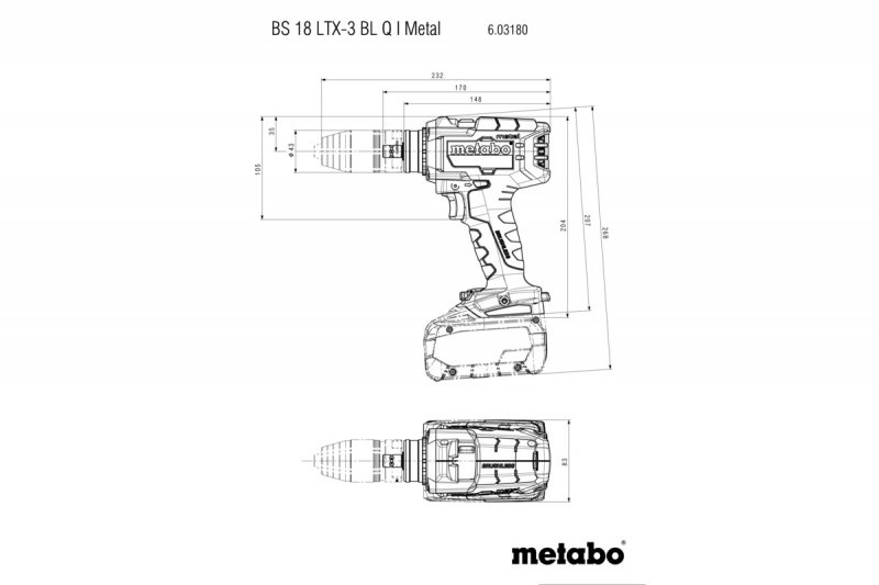 METABO BS 18 LTX-3 BL Q I Metal aku vrtačka bez baterií, metaBOX, 603180840