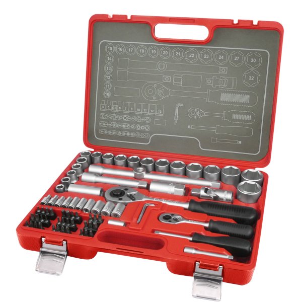 EXTOL PREMIUM 6521 sada nástrčných gola hlavic 1/4" a 1/2" CrV 75ks Obrázek