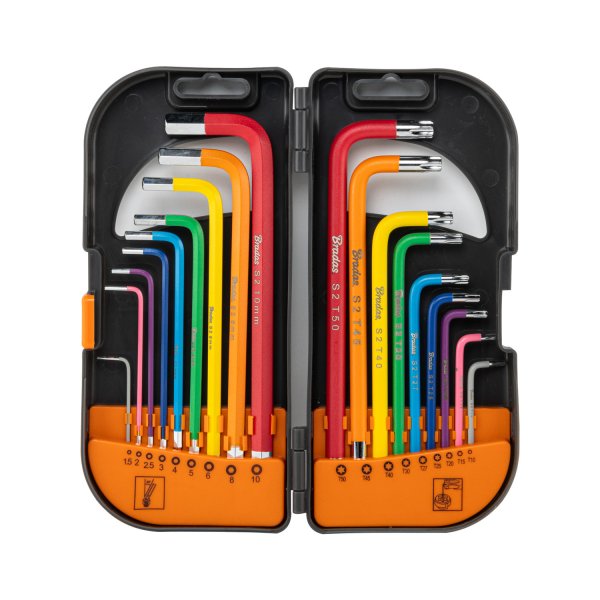 BRADAS DIY-HKBT42-LO/BO sada klíčů imbus s kuličkou a TRX s otvorem 18ks barevné BT42LO/B