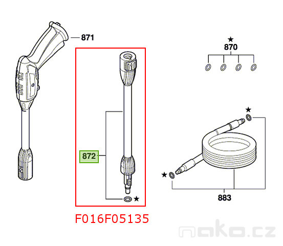 BOSCH násada s tryskou F016F05135 pro tlakové myčky AQT