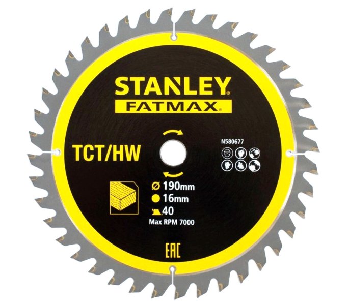 STANLEY FATMAX STA13365 vidiový pilový kotouč TCT/HM 190x16mm 40Z