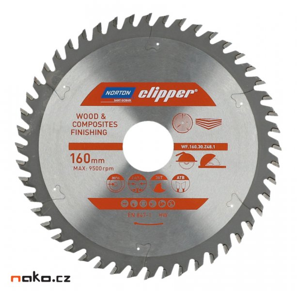 NORTON clipper 160x30mm 48z ATB pilový kotouč na dřevo a kompozit 70184608085 Obrázek