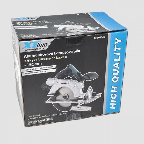 XTline XT102745 aku kotoučová pila 165mm 18V LiIon bez akumulátoru Obrázek