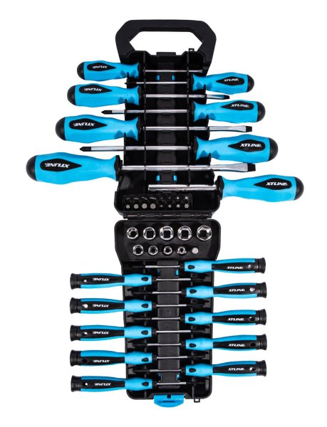 XTline XT078 sada šroubováků, mikro šroubováků, bitů a hlavic 44 dílů Obrázek