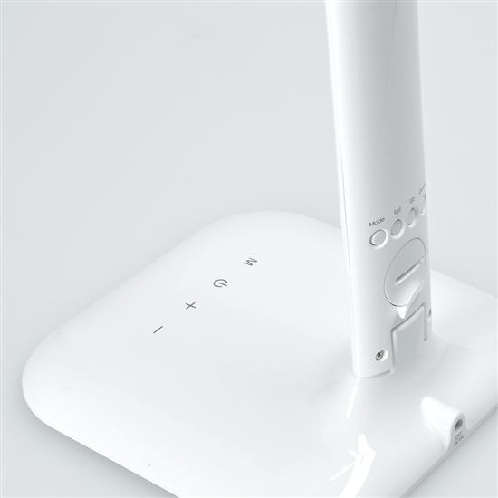 SOLIGHT WO43 LED stmívatelná stolní lampička s displejem, 6W, volba teploty světla, bílý lesk Obrázek