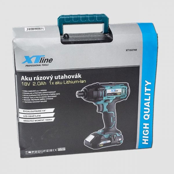 XTline XT102760 aku rázový utahovák 1/4" 18V LiIon 1x2Ah Obrázek