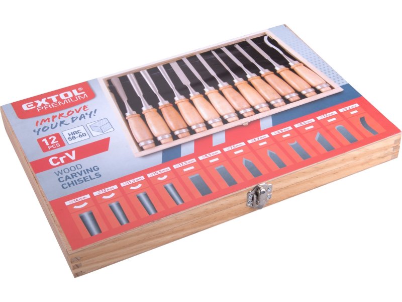 EXTOL PREMIUM sada řezbářských dlát, 12ks 8812405 Obrázek
