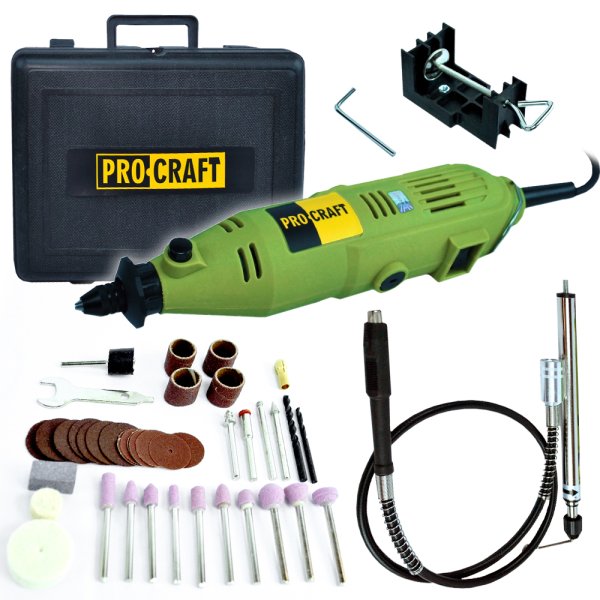 PROCRAFT PG400 bruska přímá s ohebným nástavcem, stojánkem a nástroji