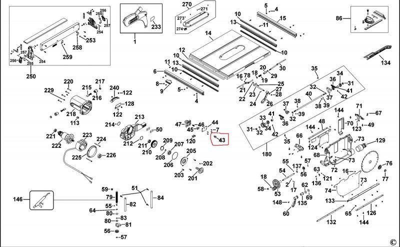 DeWALT 5140034-51 šroub na pilu DW 745 Type 4, pozice 43 Obrázek