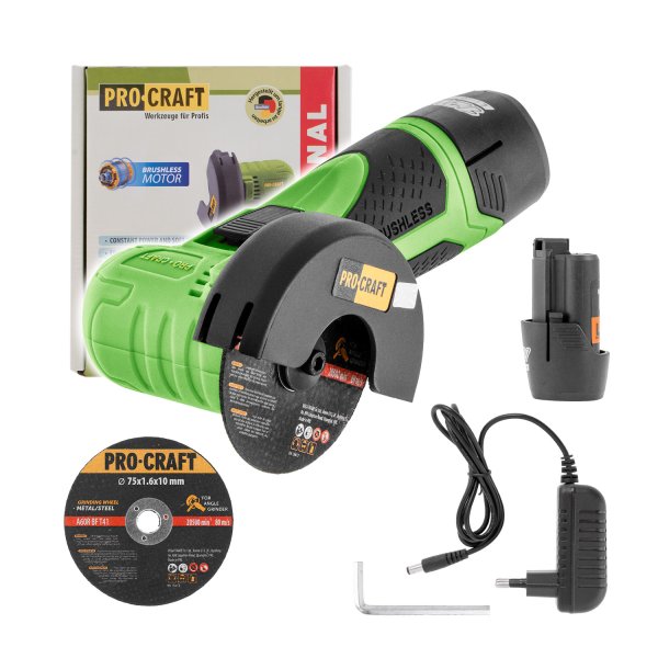 PROCRAFT PGA12-1B aku mini úhlová bruska 76mm/12V