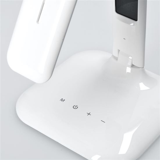 SOLIGHT WO43 LED stmívatelná stolní lampička s displejem, 6W, volba teploty světla, bílý lesk Obrázek