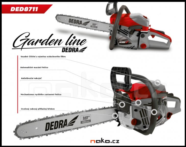 DEDRA DED8713 řetězová motorová pila - 65 cm3, 50cm Obrázek