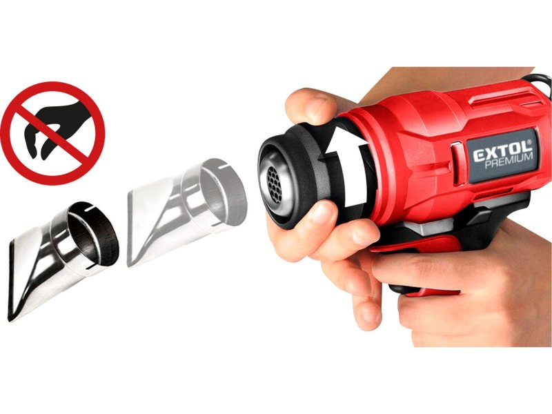 EXTOL PREMIUM 8891866 aku horkovzdušná opalovací pistole, SHARE20V, LiIon 1x2Ah Obrázek