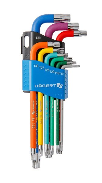 HOGERT HT1W817 sada TORX klíčů TRX10-50 barevné 9 dílů Obrázek