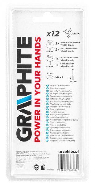 GRAPHITE 55H080 sada leštících kotoučků 12ks, průměr stopky 3,2mm Obrázek