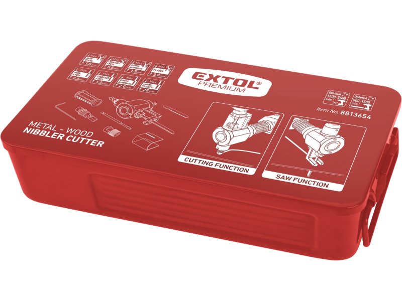 EXTOL PREMIUM 8813654 dvou funkční nástavec na vrtačku ke stříhání plechu a řezání dřeva Obrázek