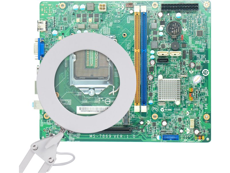 EXTOL LIGHT 43161 stolní lampa s lupou, 1300lm, 5x zvětšení, USB, bílá Obrázek