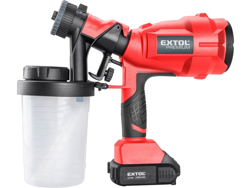 EXTOL PREMIUM 8891862 aku stříkací pistole HVLP SHARE20V, LiIon, 2Ah Obrázek