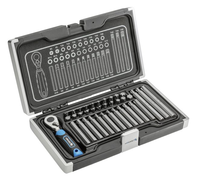 HOGERT HT1R466 sada bitů 10mm TRX, XZN, IMBUS, PH s ráčnou 37 ks Obrázek