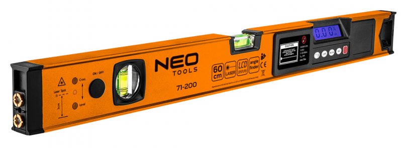 NEO TOOLS 71-200 digitální laserová vodováha 60cm se sklonoměrem Obrázek