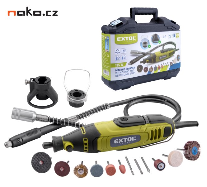 EXTOL CRAFT 404117 bruska přímá s ohebnou hřídelí, 135W, 210ks