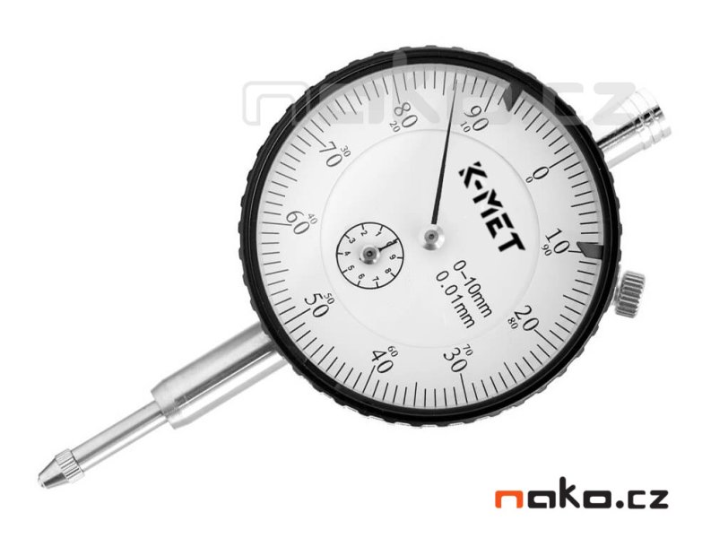 K-MET úchylkoměr číselníkový 1155-02-410, 0-10, A60, 0,01 s uchycením (25 1820) Obrázek