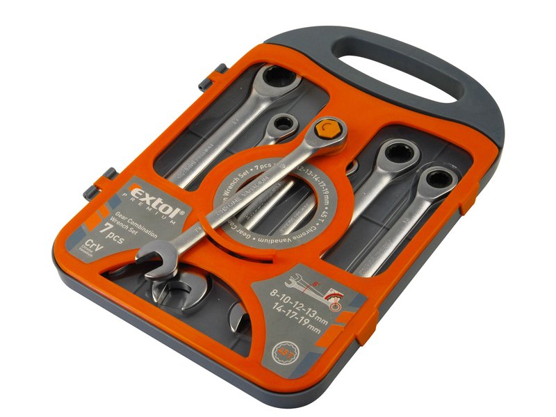 EXTOL PREMIUM 8816100 sada ráčnových očkoplochých klíčů, 7ks, 8-19mm Obrázek