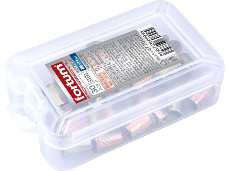 FORTUM 4770686 matice nýtovací ocelové M6x14mm 30ks Obrázek