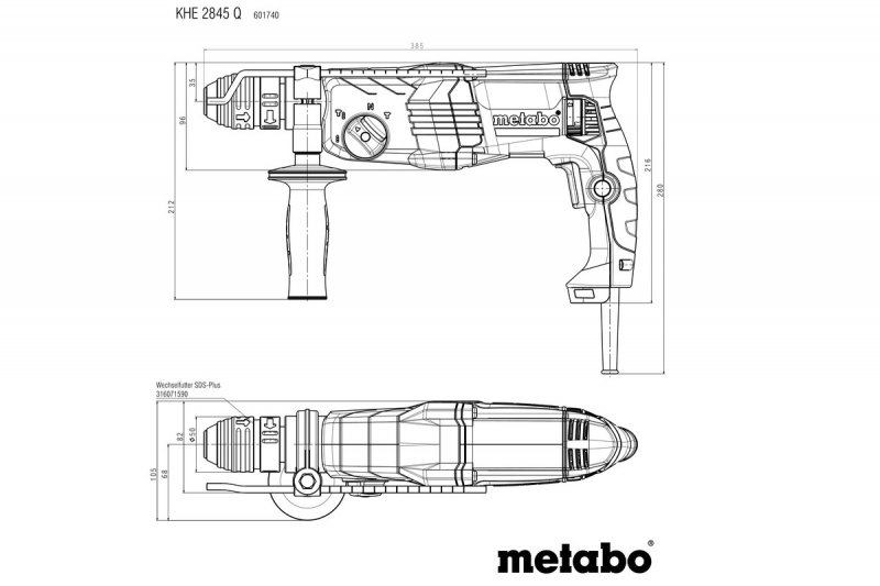 METABO KHE 2845 Q kombinované vrtací a sekací kladivo SDS+ 601740500