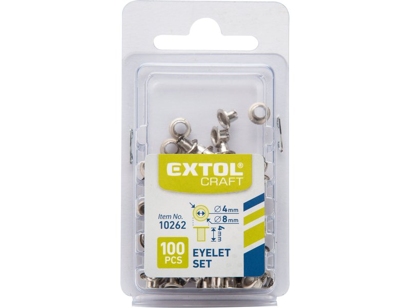 EXTOL CRAFT 10262 očka-druky, sada 100ks, barva stříbrný nikl Obrázek
