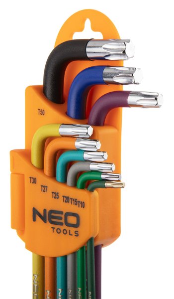 NEO TOOLS 09-518 sada klíčů TORX T10-T50, barevné 9ks Obrázek