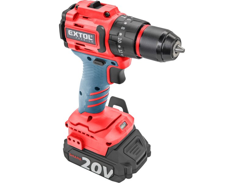 EXTOL PREMIUM 8891806 příklepová aku vrtačka SHARE20V LiIon 2x 2Ah 20V brushless Obrázek