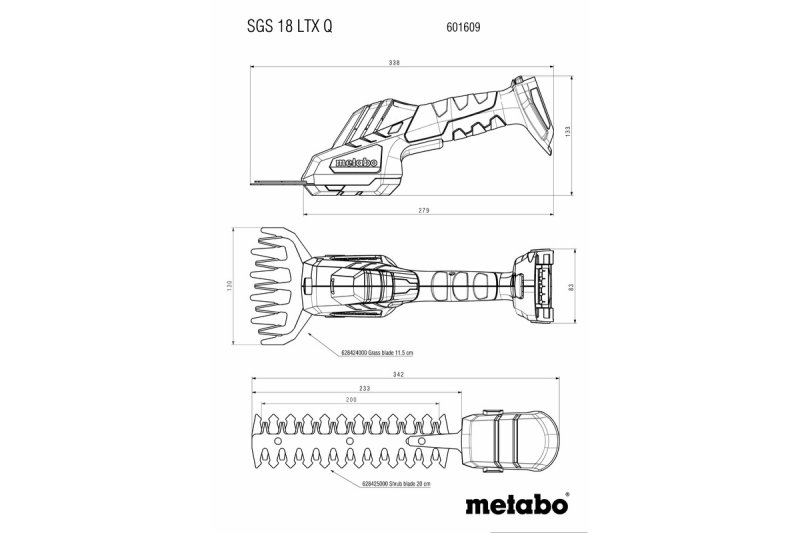METABO SGS 18 LTX Q akumulátorové nůžky na keře a trávu 601609850, bez aku