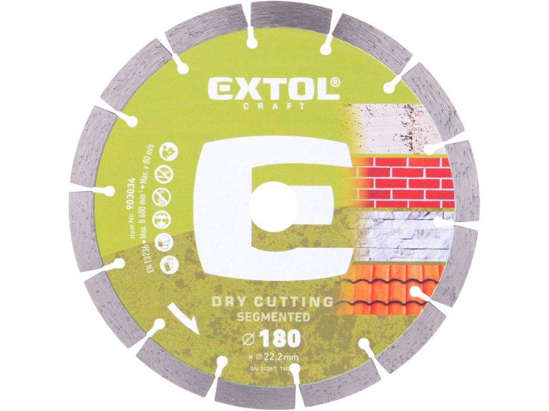 EXTOL CRAFT 903034 kotouč diamantový 180x22,2x2,4mm segmentový - suché řezání