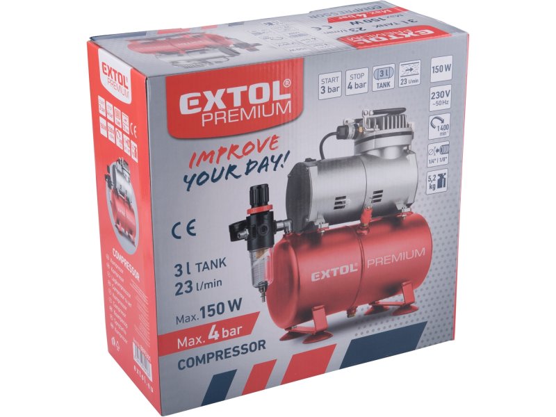 EXTOL PREMIUM 8895301 kompresor 3 lit. 150 W