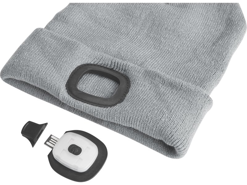 EXTOL LIGHT 43195 čepice s čelovkou 45lm nabíjecí USB univerzální velikost ŠEDÁ Obrázek