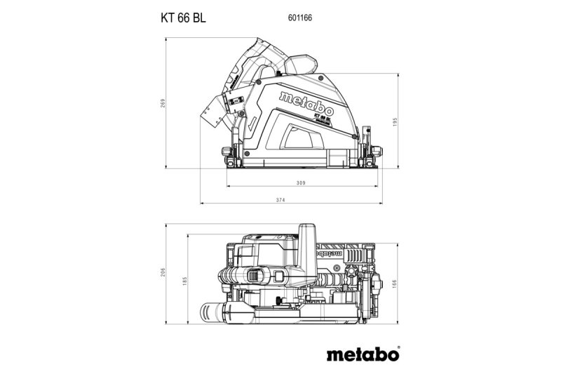 METABO KT 66 BL bezuhlíková ponorná okružní pila 165mm 1200W metaBOX 601166500