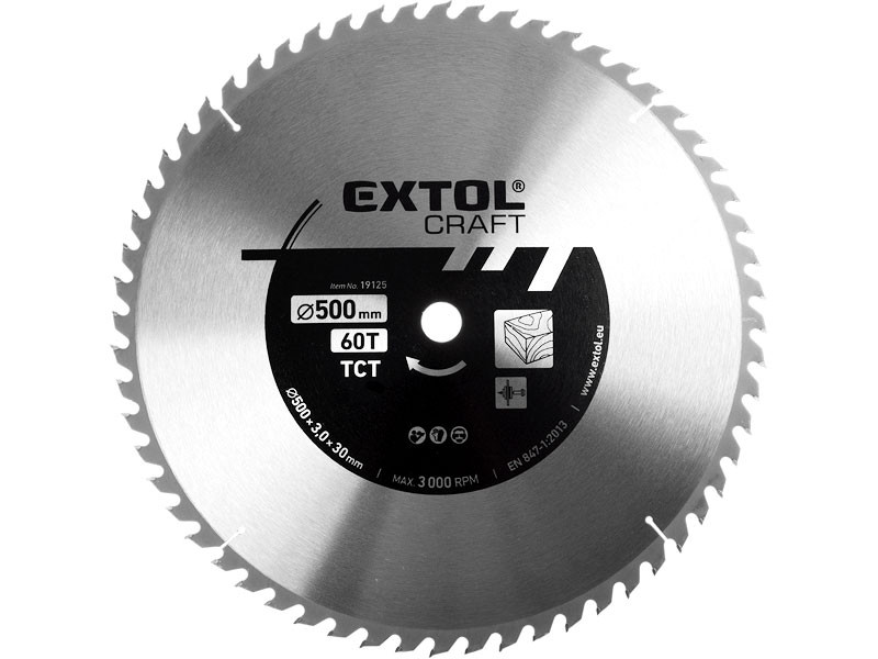 EXTOL CRAFT 19125 kotouč pilový 500x3,0x30mm s SK plátky 60Z