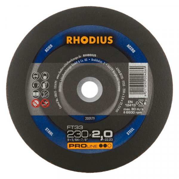 RHODIUS 230x2.0 FT33 PROline řezný kotouč na ocel