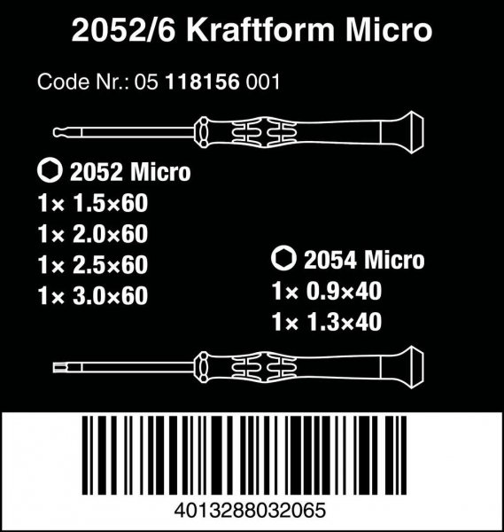 WERA 118156 sada šroubováků pro elektroniku Kraftform Micro IMBUS 2052/6 Obrázek