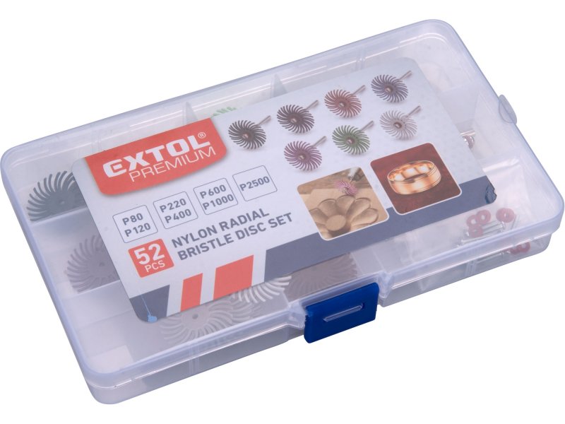 EXTOL PREMIUM 8803762 disky radiální štětinové P80,120,220,400,600,1000,2500,52ks,st.3mm Obrázek