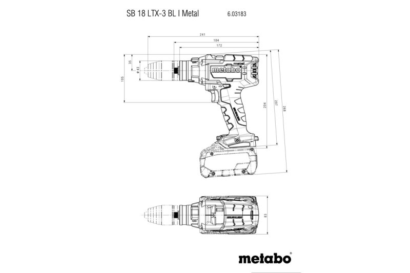 METABO SB 18 LTX-3 BL I METAL příklepová aku vrtačka bez akumulátoru, MetaLoc, 603183840