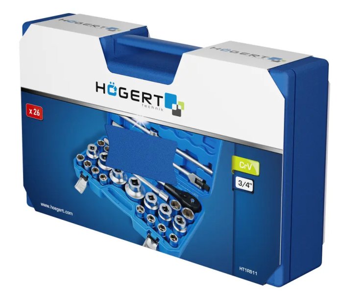 HOGERT HT1R511 gola sada 3/4" 21-65m 26dílů CrV Obrázek