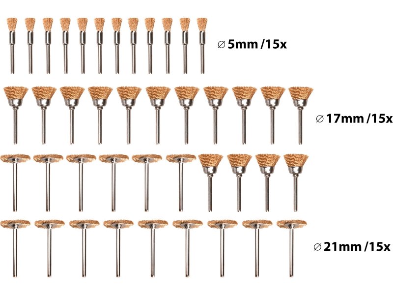 EXTOL CRAFT 903761 sada pomosazených stopkových kartáčků 45ks, průměr stopky 3,2mm Obrázek