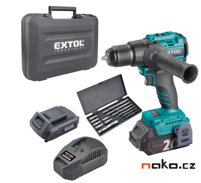EXTOL INDUSTRIAL 8791804 příklepová aku vrtačka SHARE20V LiIon 2x 2Ah, BRUSHLESS
