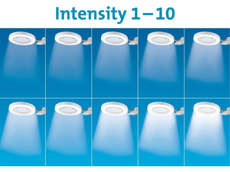 EXTOL LIGHT 43161 stolní lampa s lupou, 1300lm, 5x zvětšení, USB, bílá Obrázek