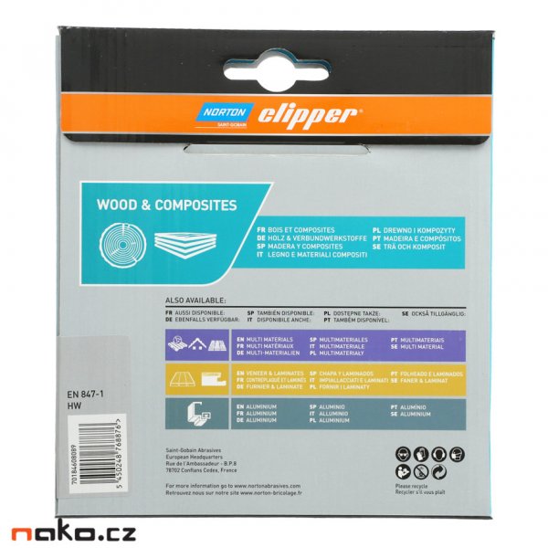 NORTON clipper 160x20mm 60z ATB pilový kotouč na dřevo a kompozit 70184608089 Obrázek