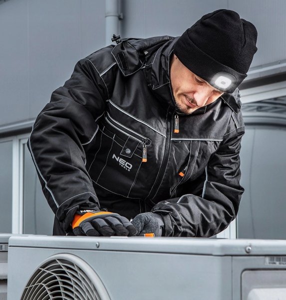 NEO TOOLS 81-621 čepice s čelovkou 45lm nabíjecí USB univerzální velikost ČERNÁ Obrázek