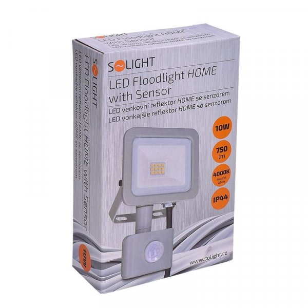 SOLIGHT WM-10WS-M -LED reflektor se sezorem 10W, 750lm, 4000K, IP44