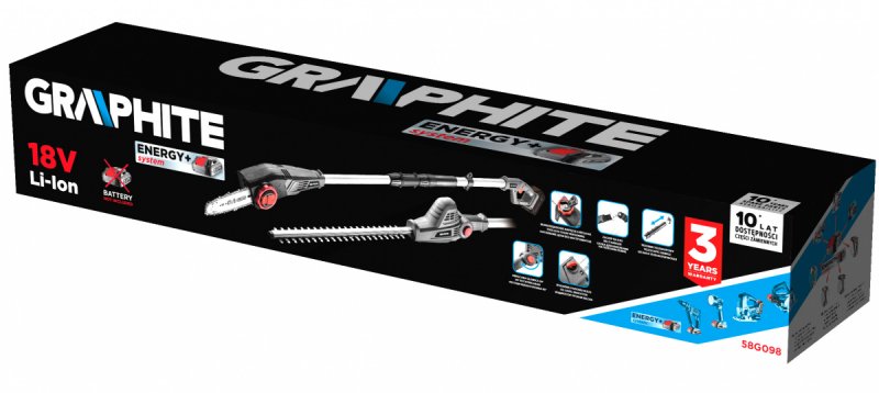 GRAPHITE ENERGY+ 58G098 odvětvovací aku pila a plotostřih 18V LiIon, bez baterie Obrázek
